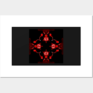 Ominous Red Kaleidoscope pattern (Seamless) 21 Posters and Art